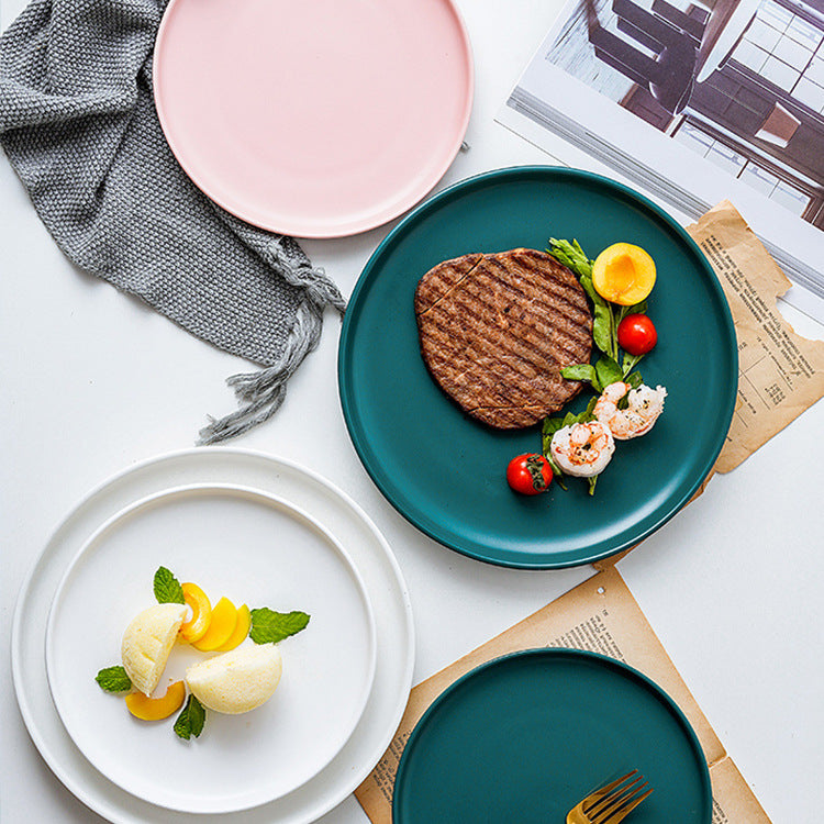 Nordic creative home dinner plates western food trays steak plates ceramic tableware breakfast plates round plates popular dessert plates