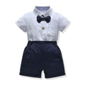 Summer new boys' bodysuit striped short-sleeve shirt gentleman set infant romper - direct from the source, customizable