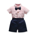 Summer new boys' bodysuit striped short-sleeve shirt gentleman set infant romper - direct from the source, customizable