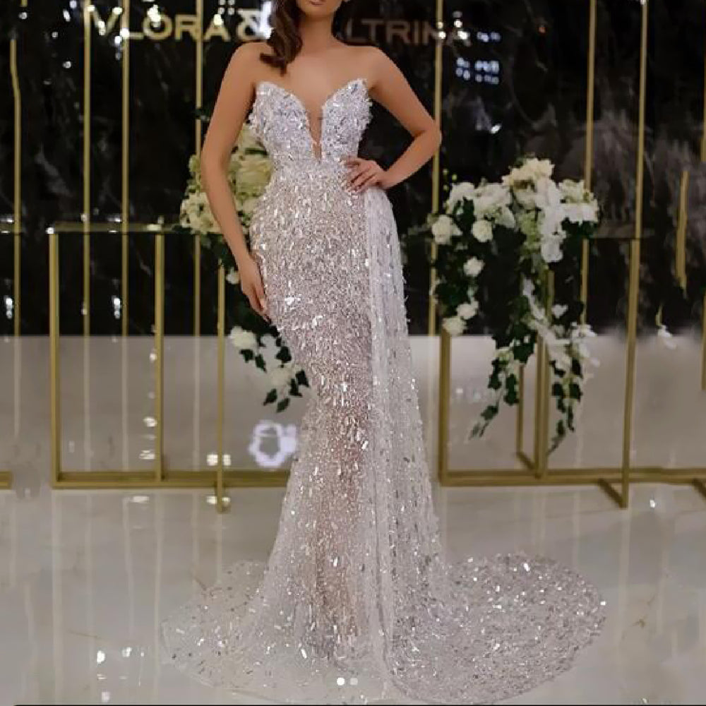 summer new arrivals: european and american style women's camisole dress - sexy v-neck, hot silver foil, fashionable and sexy evening gown