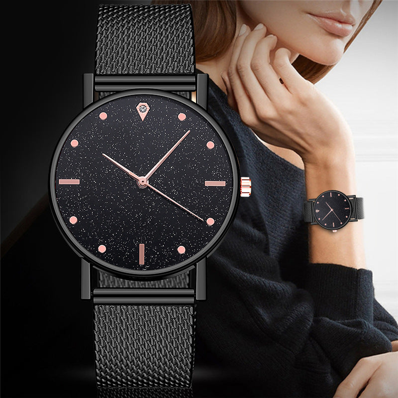 Factory direct wholesale women's silicone strap quartz watch - starry sky design, fashionable business casual trend watch