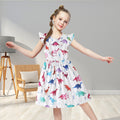Summer's hottest new item: girls' dresses! cross-border bestseller featuring flutter sleeves and colorful dinosaur designs. wholesale available
