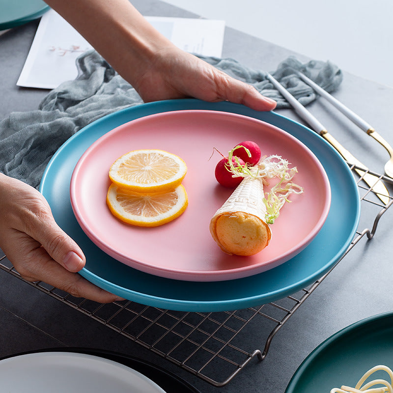 Nordic creative home dinner plates western food trays steak plates ceramic tableware breakfast plates round plates popular dessert plates