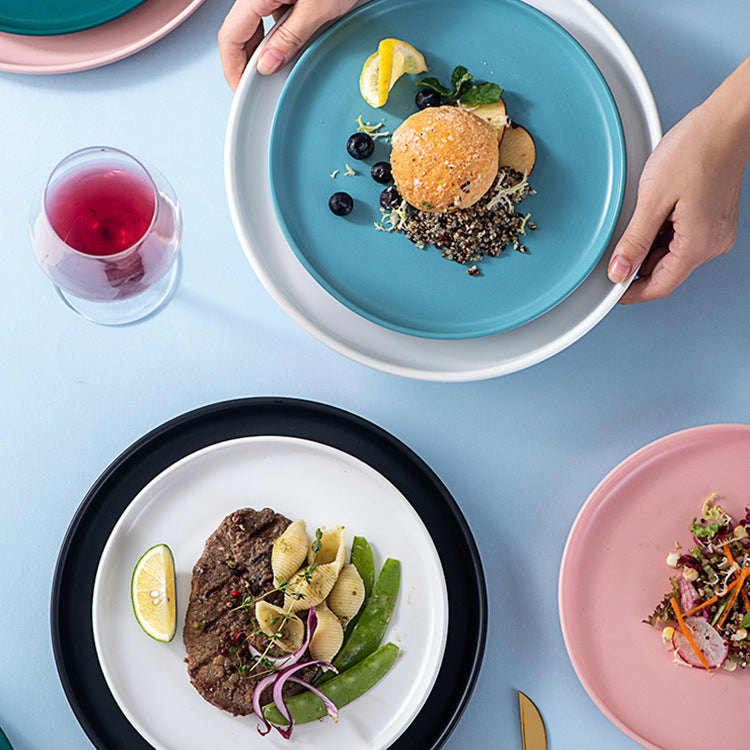 Nordic creative home dinner plates western food trays steak plates ceramic tableware breakfast plates round plates popular dessert plates