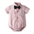 Summer new boys' bodysuit striped short-sleeve shirt gentleman set infant romper - direct from the source, customizable