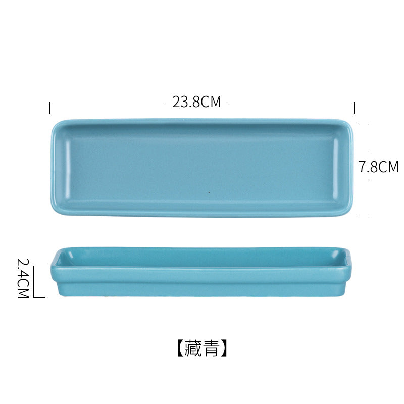 Ceramic rectangular serving platter - nordic style dinner plate for home, western cuisine, sushi, hotel, and restaurant use