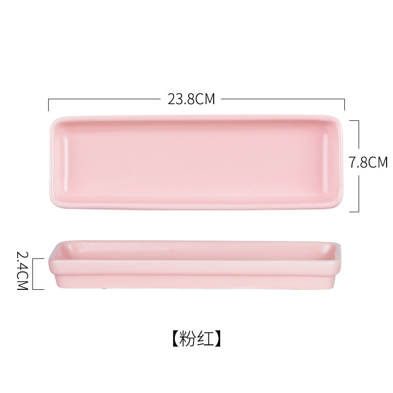 Ceramic rectangular serving platter - nordic style dinner plate for home, western cuisine, sushi, hotel, and restaurant use