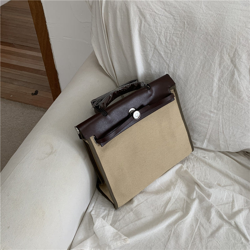 Bag women's 2021 new ins same popular portable oblique span bag canvas with strap bag shoulder bag Kelly bag