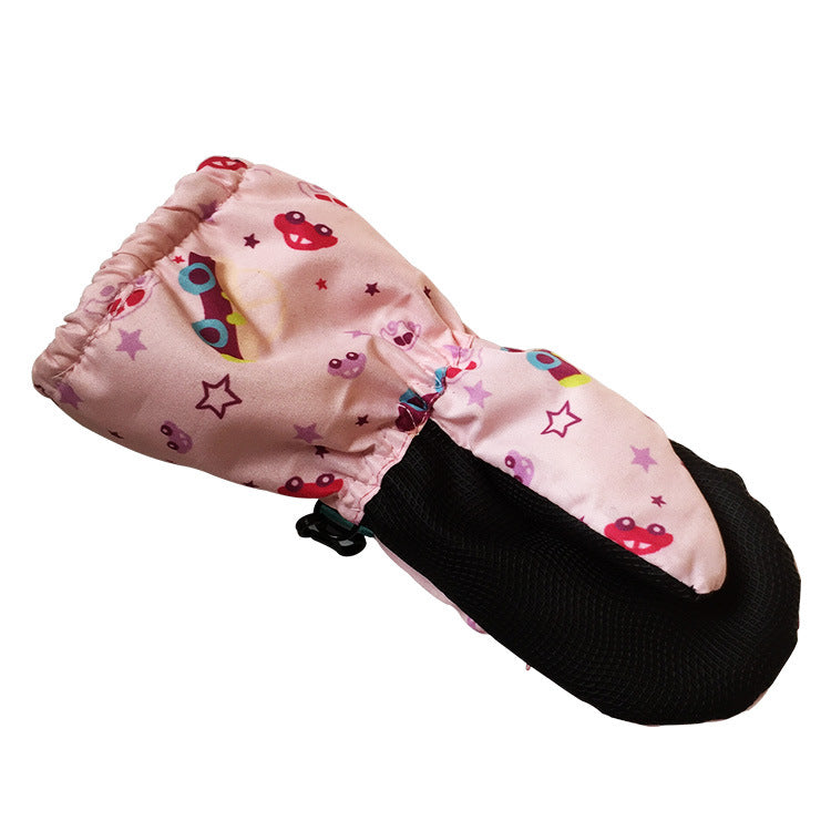 Cycling skiing thermal gloves, piled thickened finger winter waterproof gloves, children's printed mittens wholesale
