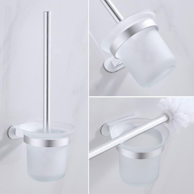 No punch toilet brush holder wall hanging bathroom wall hanging black space aluminum glass toilet toilet cleaning set toilet