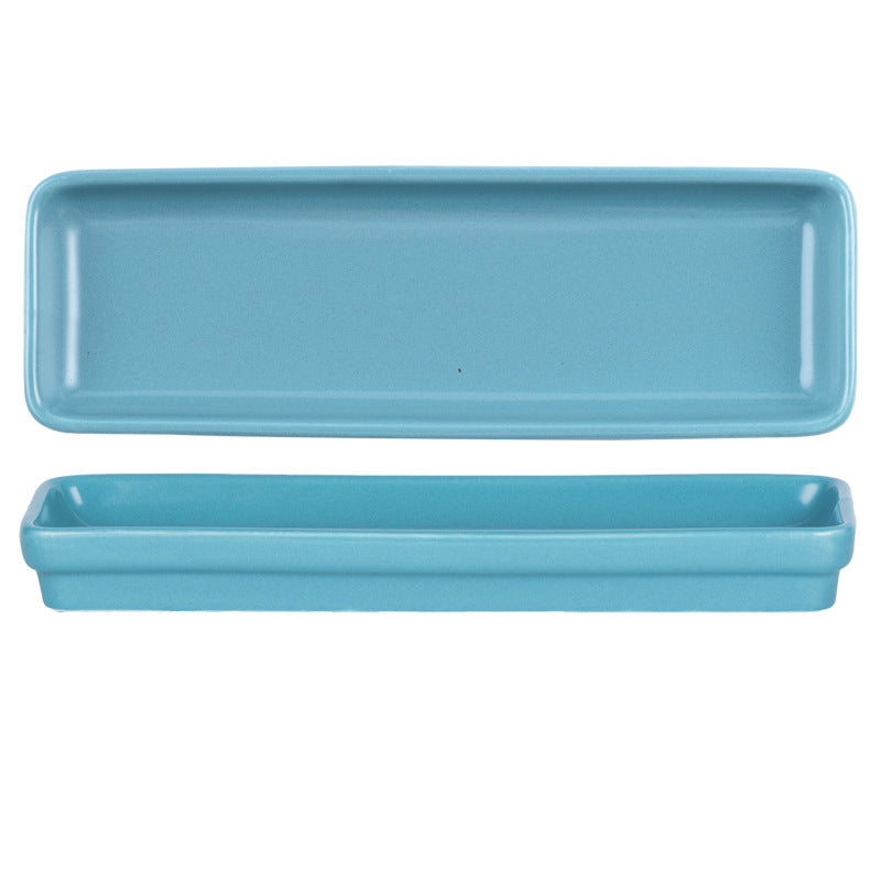 Ceramic rectangular serving platter - nordic style dinner plate for home, western cuisine, sushi, hotel, and restaurant use