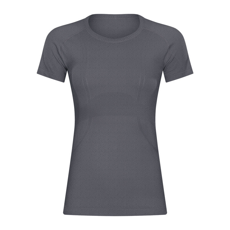 New women's short-sleeve crew neck activewear t-shirt - running, fitness, slim fit, breathable, shaping yoga top - s2067
