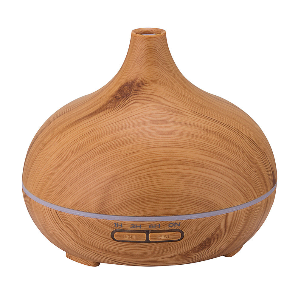 Wood grain aroma diffuser for home, bedroom, and hotel - ultrasonic essential oil mist humidifier with quiet operation, large capacity, and night light