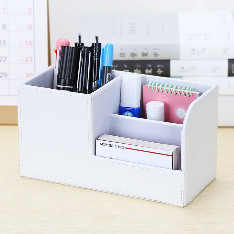 Creative Office Pen Holder ins High Value Leather Storage Holder Stylish and Simple Multifunctional Storage Box Desktop Gifts