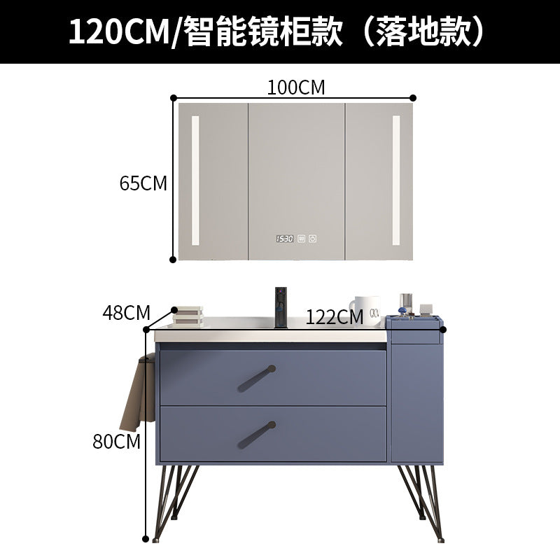 Nordic solid wood bathroom cabinet combination modern simple smart mirror bathroom washstand face wash basin pool bathroom