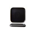 Black matte square steak plate - nordic style western home creative tableware - square ceramic serving dish with black and gold accents