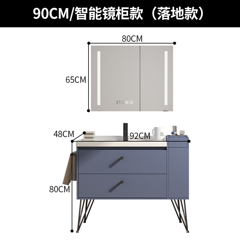 Nordic solid wood bathroom cabinet combination modern simple smart mirror bathroom washstand face wash basin pool bathroom