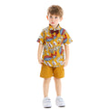 Export children's clothing boys shirt beach style vacation floral shirt short-sleeved hawaiian boys shirt children's clothing kidssuit