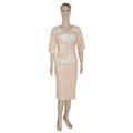 Kayaat cross-border sourcing: african plus-size women's clothing -  &  - printed & beaded two-piece outfit/dress