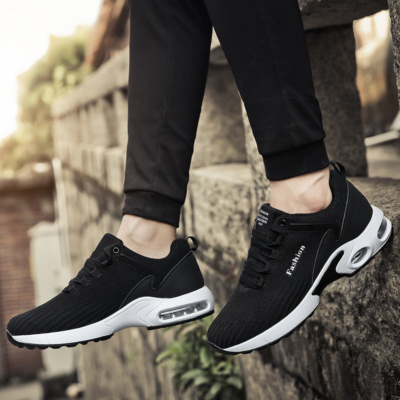 2022 new, spring couple shoes flying woven mesh air cushion sports shoes men's Korean version breathable running shoes men's shoes