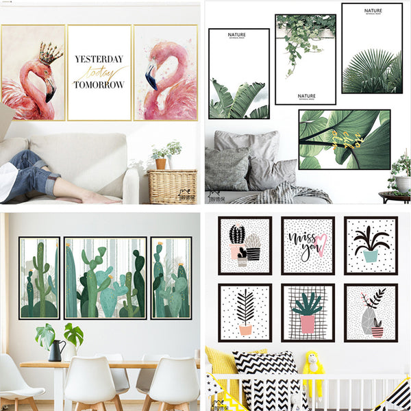 Wall stickers tropical green plant leaves bedroom literary and warm romantic dormitory simple Nordic wall decoration stickers fresh