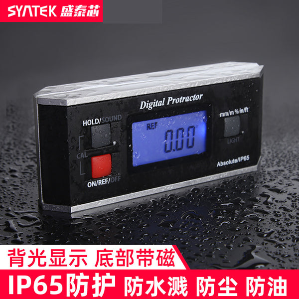 Syntek Large Screen Inclinometer 360 ° High Precision Electronic Level Angle Meter with Magnetic Belt Backlight