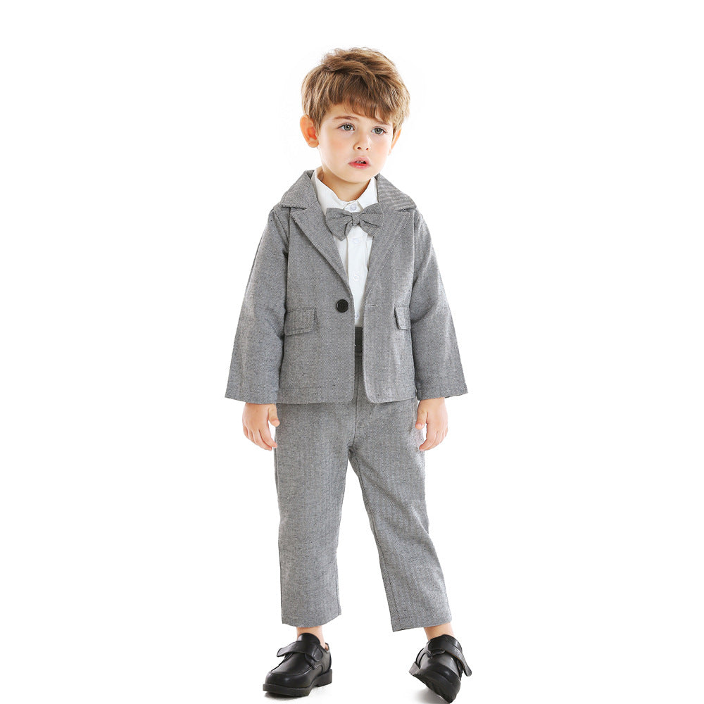 Factory direct children's autumn/winter boys' suit three-piece set, boy's flower boy outfit, british style wholesale