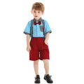 European and american summer cross-border children's clothing: boys' color block short-sleeve overalls, kids' outfit, birthday dress