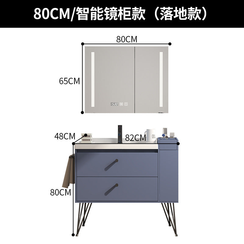 Nordic solid wood bathroom cabinet combination modern simple smart mirror bathroom washstand face wash basin pool bathroom
