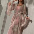 new cross-border fashion women's hot stamping flared dress sexy maxi dress shawl banquet evening gown