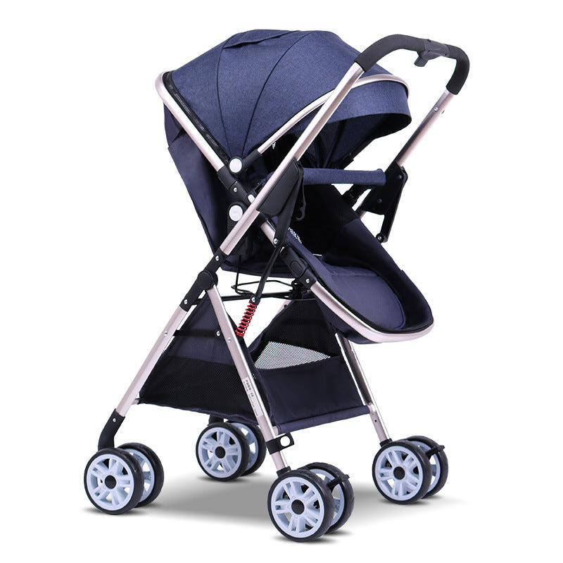 High-view baby stroller - reclining, lightweight, foldable, four-wheel shock absorption umbrella stroller for babies and toddlers (0-3 years)