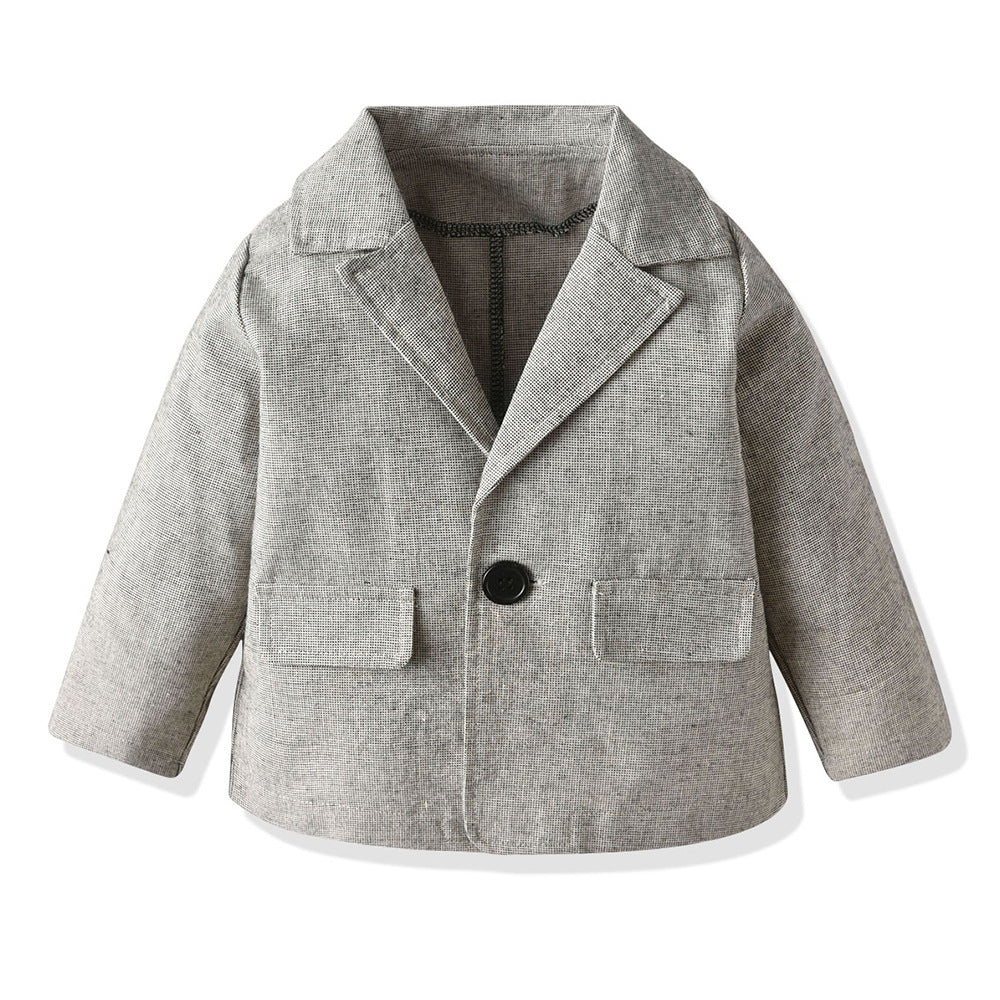 New children's spring/autumn outfit: boys' british style mini suit, fashionable retro three-piece set - wholesale baby set