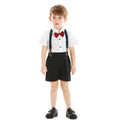 European and american children's summer gentleman outfit: boys' white short-sleeve shirt with suspender shorts - wholesale cross-border