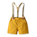 Summerexportchildren's clothingkidscontrast colorpatchwork short-sleeved suspender suit bow tie gentleman flower girl dressbaby set