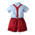Korean style new children's solid color short sleeve & shorts two-piece set summer shirt outfit - direct from the manufacturer, gentleman style