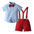 Korean style new children's solid color short sleeve & shorts two-piece set summer shirt outfit - direct from the manufacturer, gentleman style