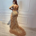 Gold sexy evening gown women  new arrival banquet elegant wedding party host long mermaid dress