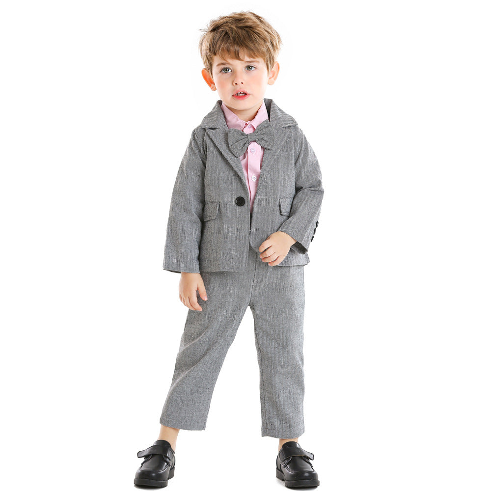 Factory direct children's autumn/winter boys' suit three-piece set, boy's flower boy outfit, british style wholesale