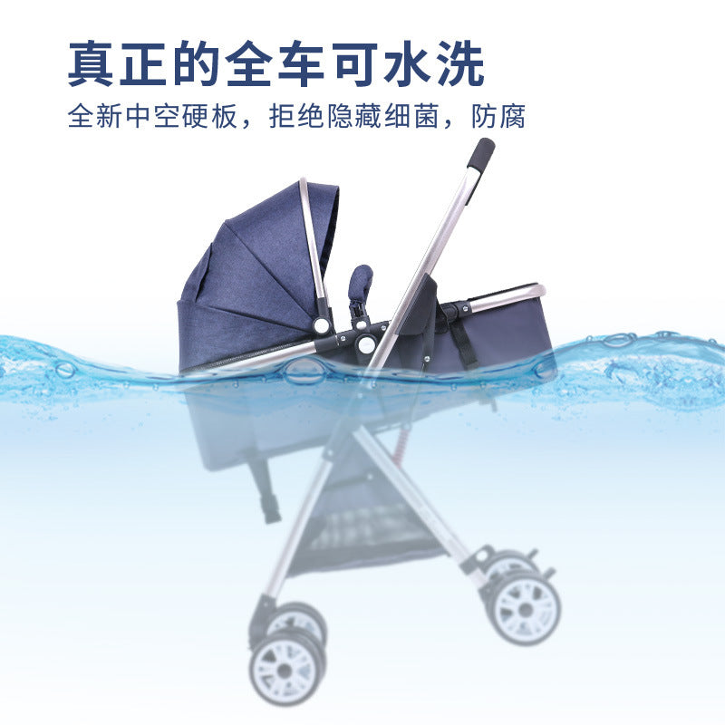High-view baby stroller - reclining, lightweight, foldable, four-wheel shock absorption umbrella stroller for babies and toddlers (0-3 years)