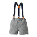 Source manufacturer kidssuit boys retro british short-sleeved suspenders two-piece setbaby suitpersonalizedoem