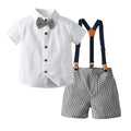 Source manufacturer kidssuit boys retro british short-sleeved suspenders two-piece setbaby suitpersonalizedoem
