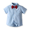 Korean style new children's solid color short sleeve & shorts two-piece set summer shirt outfit - direct from the manufacturer, gentleman style