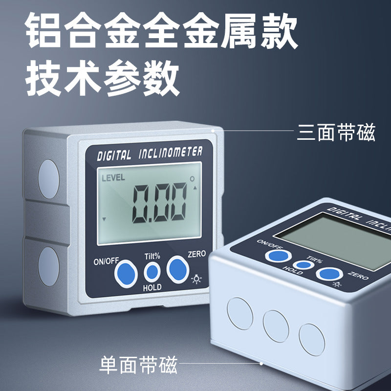 High-precision digital display level, digital display angle meter inclinometer 360 ° inclination box angle ruler tape magnetic