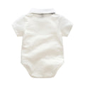 Export children's suit first birthday dress boys short-sleeved khaki plaid overalls two-piece set wholesale baby suit