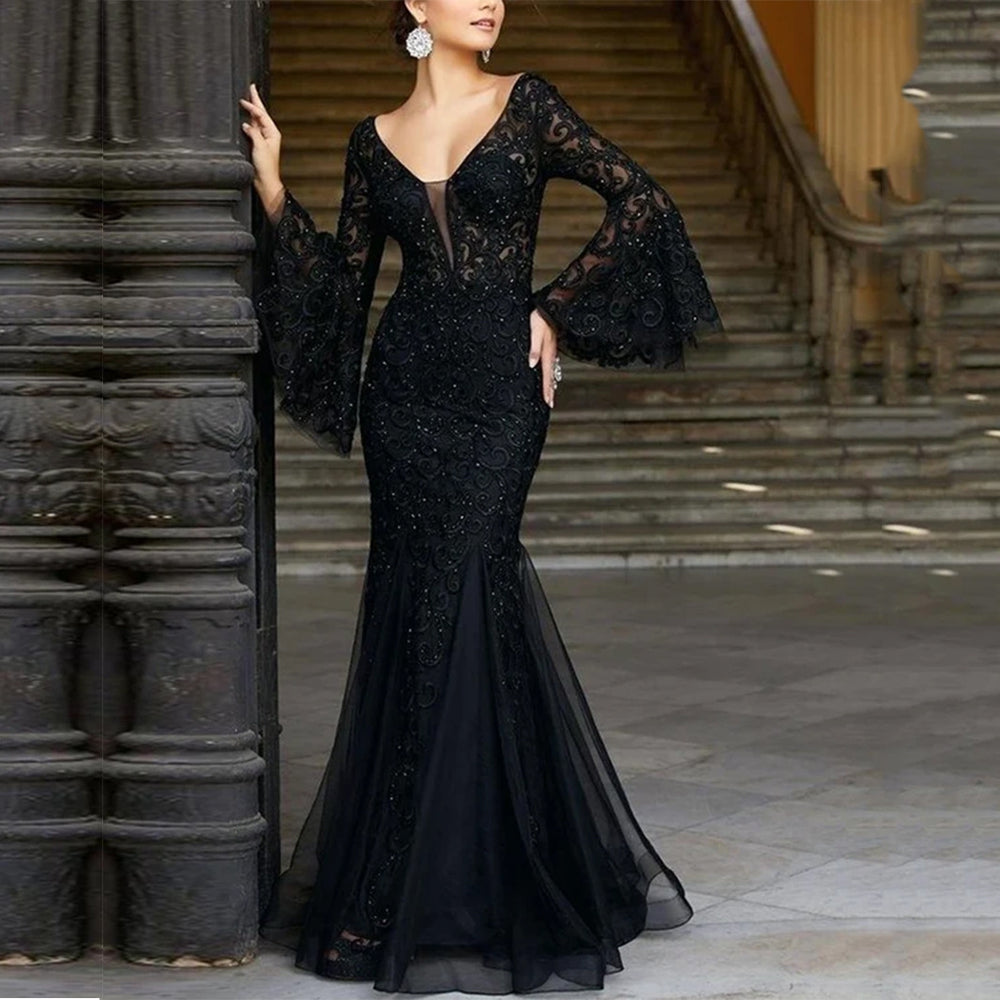 new spring/summer cross-border fashion evening gown - elegant, sexy, slim-fit mermaid long prom dress