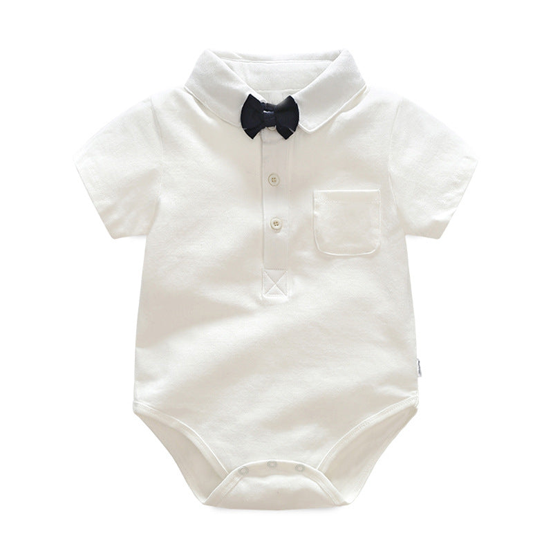 Export children's suit first birthday dress boys short-sleeved khaki plaid overalls two-piece set wholesale baby suit