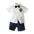Inssummer children's clothing children's british style badge short-sleeved suit kindergarten uniform performance costume baby