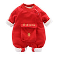 Unisex baby long-sleeve romper - spring/autumn, infant & toddler, bright red, newborn fashion, ultra-soft & warm onesie