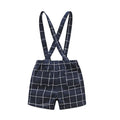 Export children's suit first birthday dress boys short-sleeved khaki plaid overalls two-piece set wholesale baby suit