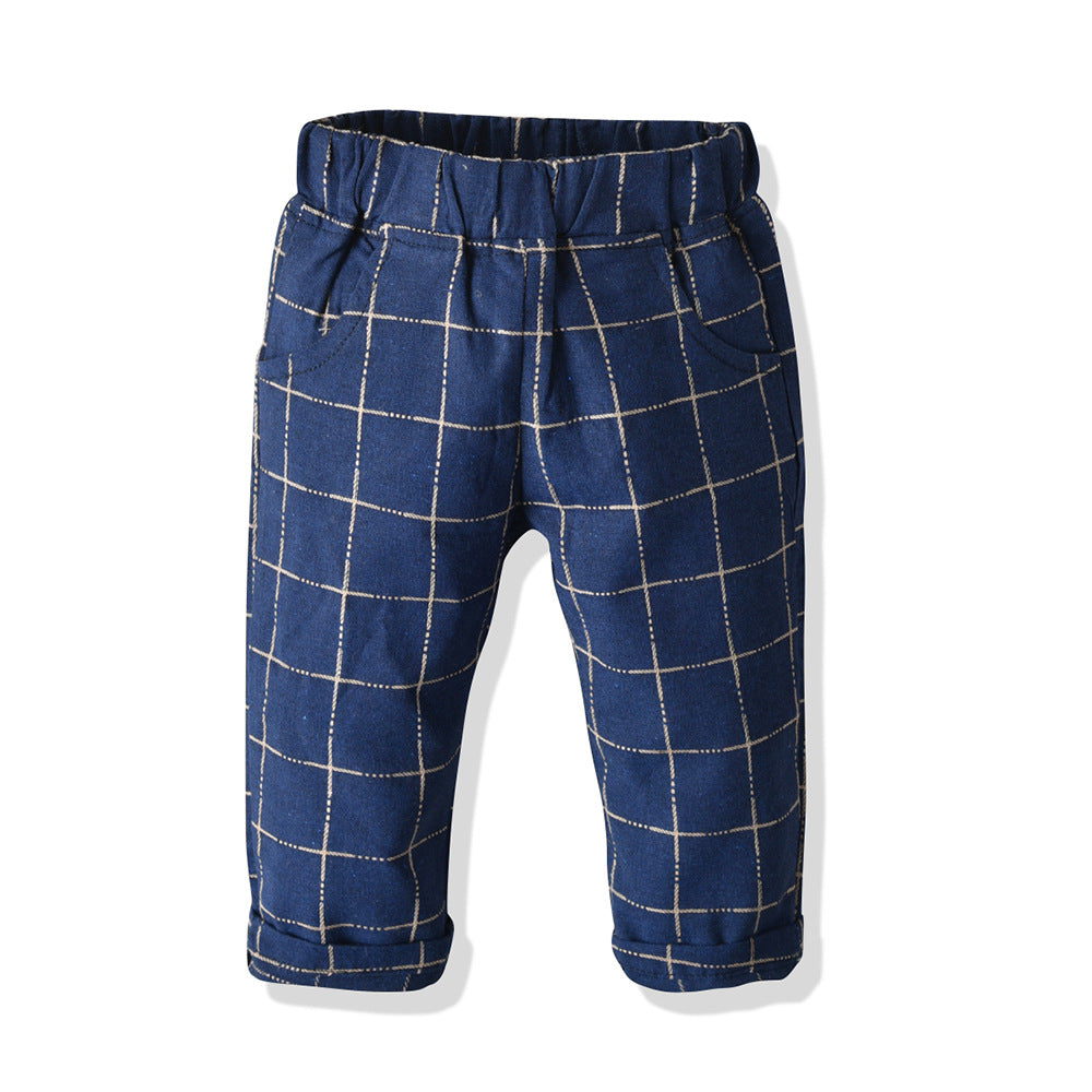 Boys' spring/autumn outfit: korean style children's plaid vest, trousers, and blazer set - export quality gentleman style